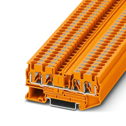 Phoenix Contact Multi-Conductor Terminal Block; PT 4-QUATTRO OG ; 30A; 600V; 1-Level; #24 - #10; Push-In Connection; Orange